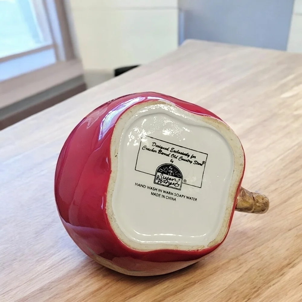 Susan Winget Red Apple Blossom Honey Bees Pitcher Cracker Barrel Cottagecore